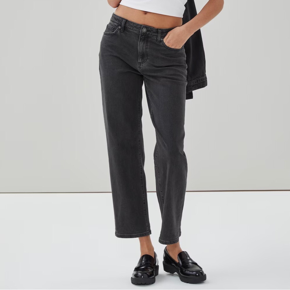 Joe Fresh Women's Cropped Wide Leg Jeans in Black